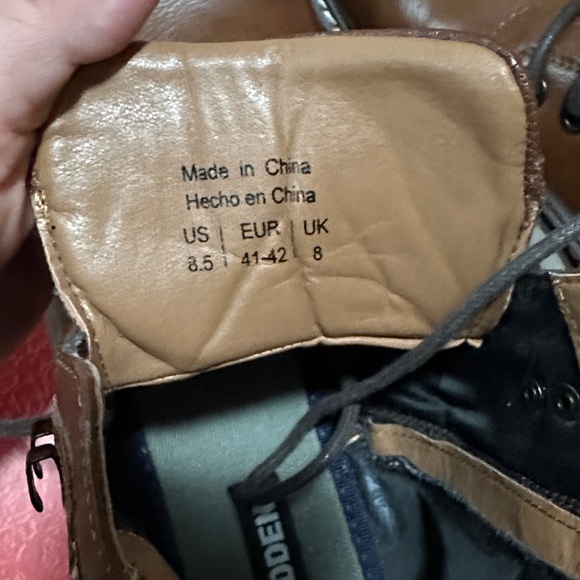 Steve Madden Brown Delwar combat Boots with Gray Accents - Picture 5 of 8